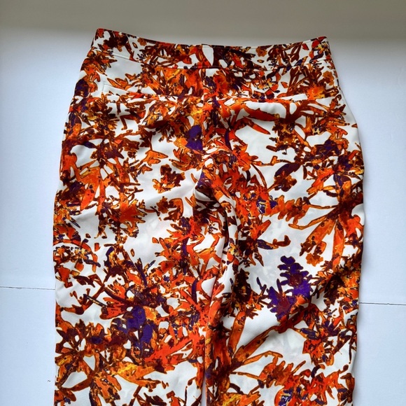 Club Monaco Pants Trousers Botanical Print Orange Tropical Sz 2 - Picture 14 of 15